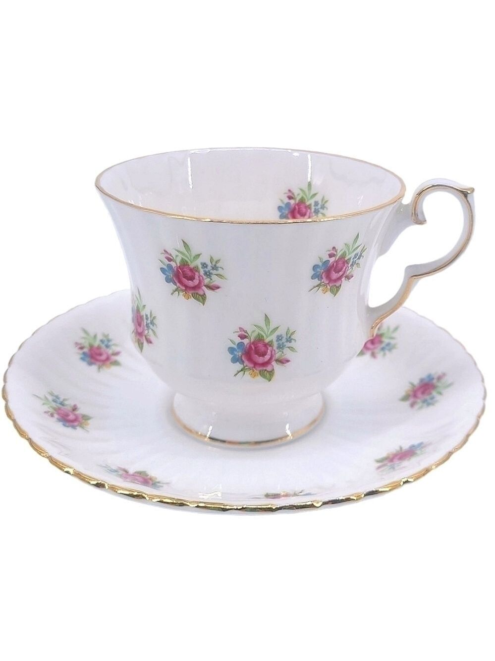 Royal Windsor • Danity Floral Bouquets Teacup and Saucer Fine China Set
